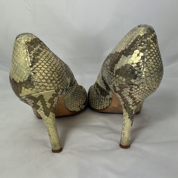 Carlo Alberto Leather Pumps sz: 6.5 Gold/Green - Picture 5 of 6